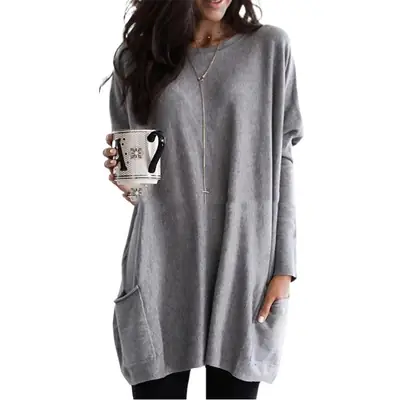 Women's White Long Sleeve T-Shirt with Pocket