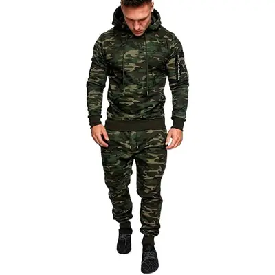 Men Camouflage Running Suit Blue Gray 2021