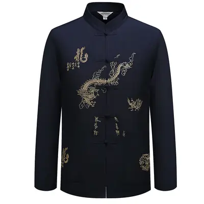 White Embroidered Chinese Tang Suit for Men