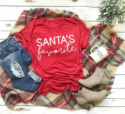 Sant's Favorite Unisex Letter Print T-Shirt