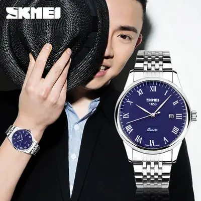 British Fashion Steel Band Quartz Watch for Men Women