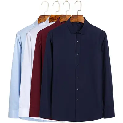 Men Slim Fit Light Blue Long Sleeve Shirt with Embroidery