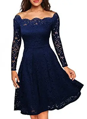White Lace Off-Shoulder Dress for Women