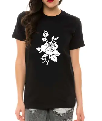 Black Rose Print T-Shirt for Men Women Europe USA