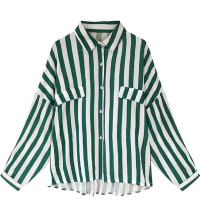 Women's 2023 Striped Long Sleeve Shirt Plus Size