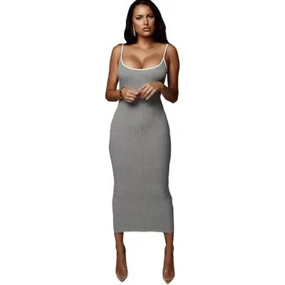 European Station 2021 Summer Backless Hip Slim Dress for Women