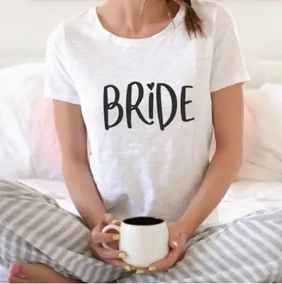Bride T-Shirt White Cotton for Men Women Europe USA