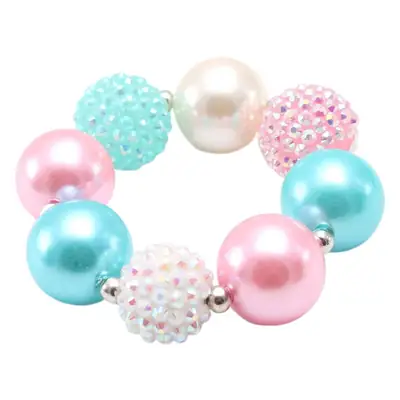 Pink Bow Beaded Necklace Bracelet Set for Girls