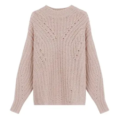 Women's Loose Hollow Wool Pullover Sweater Beige