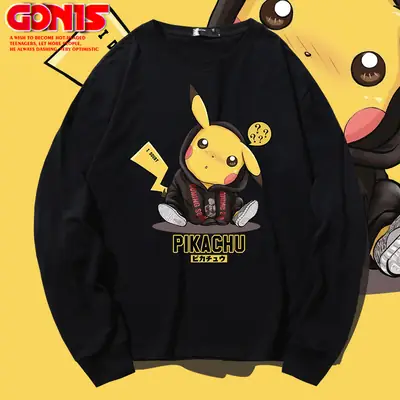 Pikachu Long Sleeve T-Shirt White Pure Cotton Teen Wear