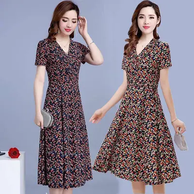 Women Floral Mid-Length Dress Summer 2021