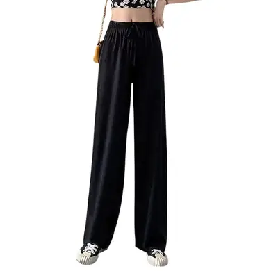 Women's 2025 Ice Silk Wide Leg Pants Black