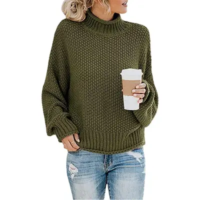 2025 Women's New Thick Curled Sweater Green
