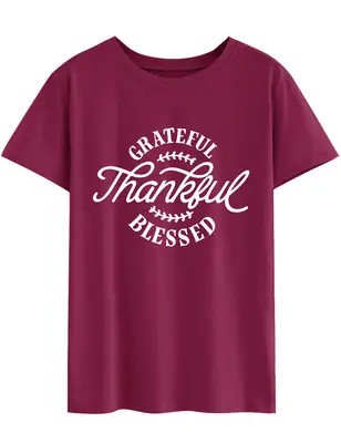 Men Women Pink Grateful Thankful Blessed T-Shirt