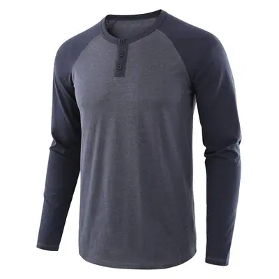 2025 Spring Men's Red Blue Henley T-Shirt