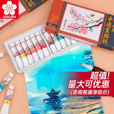 Pigment Sakura Chinese Painting 12-Color Plaster Doll Painting Art Student Special Painting Set Watercolor Coloring