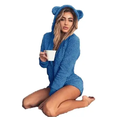 Women's Soft Fleece Hoodie Set Pink Bear Ears Long Sleeve