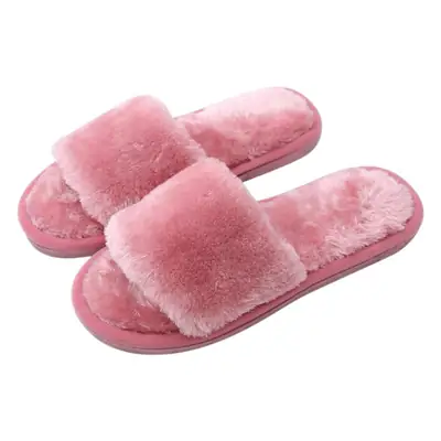Amazon Cross-Border Open Furry Autumn and Winter Women's Indoor Home Wooden Floor Warm Cotton Slippers Home Slippers