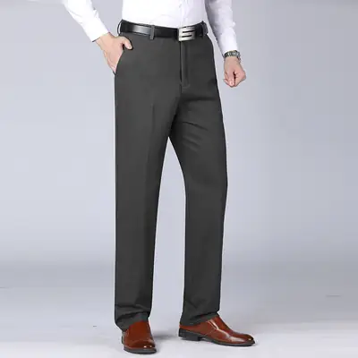 Middle-aged Men's Thick Loose Autumn Winter Pants Olive