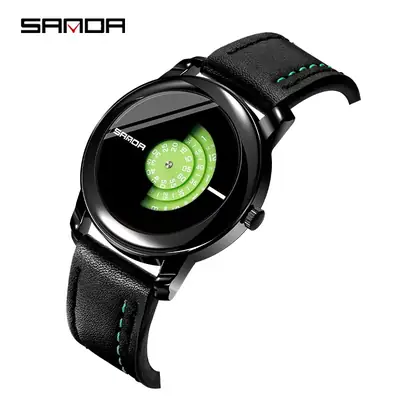 Sanda Waterproof Men's Quartz Watch Black Rose Gold Brown