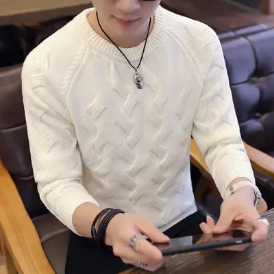 Men's Black Long Sleeve Knit Sweater Round Neck