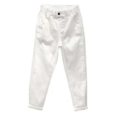 Women's White Khaki Pants Large High Waist Denim Casual