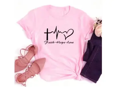 Faith Hope Love T-Shirt Olive Green Short Sleeve