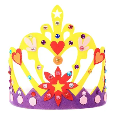 Yellow Crystal Heart Crown Hat for Kids Party Decor