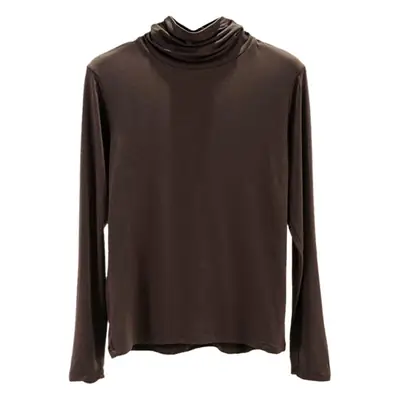 Women's Brown Long Sleeve Turtleneck Top
