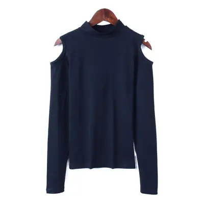 Women's Korean Slim Fit Off-Shoulder Blouse Fabric Blue