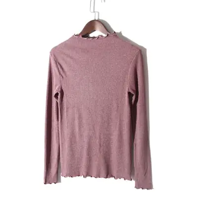 Black Ruffled Turtleneck for Women Winter Warmth