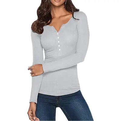 2023 Slim Fit V-Neck Base Shirt Top