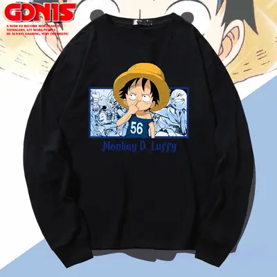 One Piece Monkey D Luffy Sweatshirt Blue Long Sleeve
