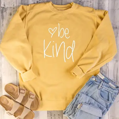 White "Be Kind" Round Neck Sweatshirt