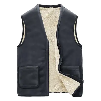 Winter Men's Fleece Vest Silver Fox Inner Black Slim Fit