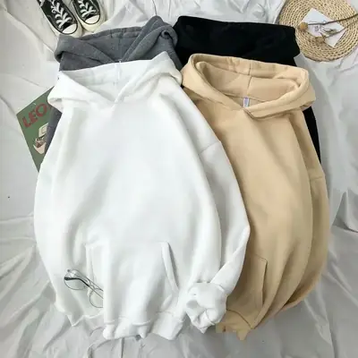 Men Grey Hooded Fleece Sweater Autumn Winter