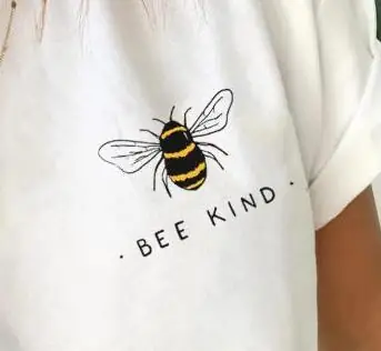 White Bee Print T-Shirt Short Sleeve for Men Women