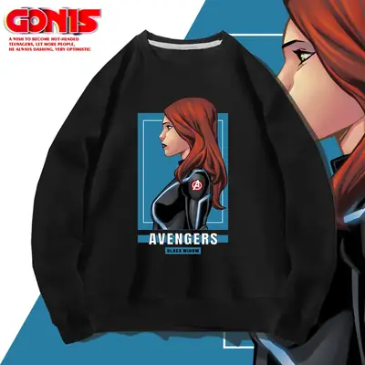 Men Avengers Black Widow Crewneck Sweatshirt Blue