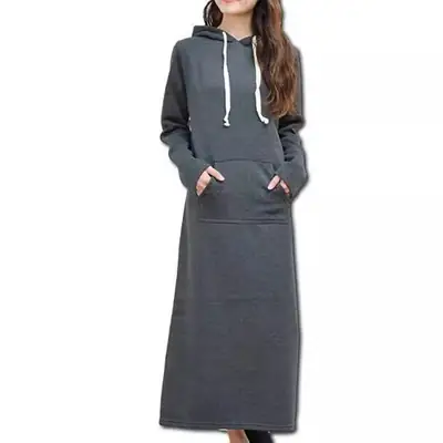 2024 Women Grey Hooded Long Skirt Set