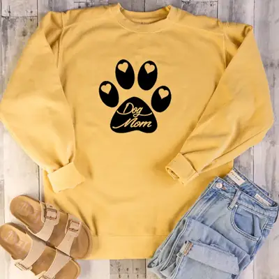 Pink Dog Mom Paw Print Sweatshirt Set