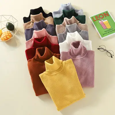 Women's Knit Fitted Pullover Sweater with Half-High Collar