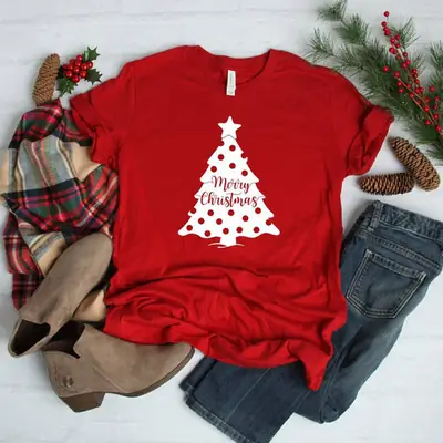 Merry Christmas Red T-Shirt for Men Women Europe USA