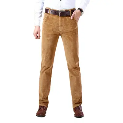 Middle-aged Brown Slim Fit Stretch Pants for Men