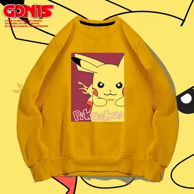 Pikachu Graphic Sweatshirt White for Men Women