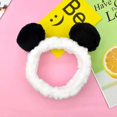 Panda Ear Hair Band White Black Soft Hair Band