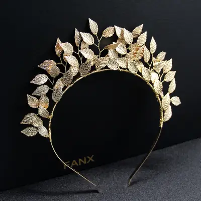 Golden Pearl Leaf Hairband for Women