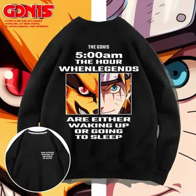 Naruto Anime Crewneck Sweatshirt Black Spring Autumn