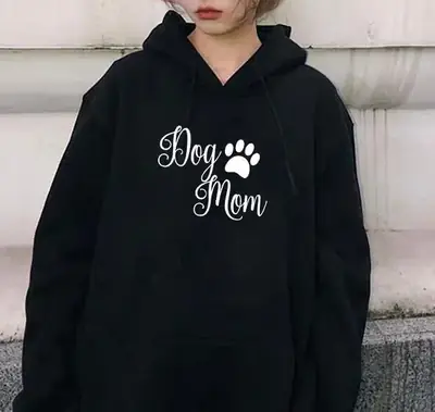 White Hooded Long Sleeve "Dog Mom" Saree Set
