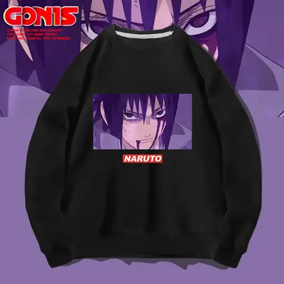 Naruto Anime Print Red Sweatshirt for Men