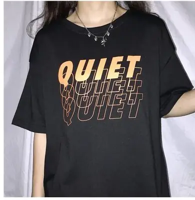 Quiet Men's Black T-Shirt with Bold Graphic Print